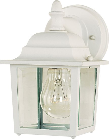 Foto para 60W Builder Cast 1-Light Outdoor Wall Lantern WT Clear Glass MB Incandescent 5.5"x8.5" 6-Min