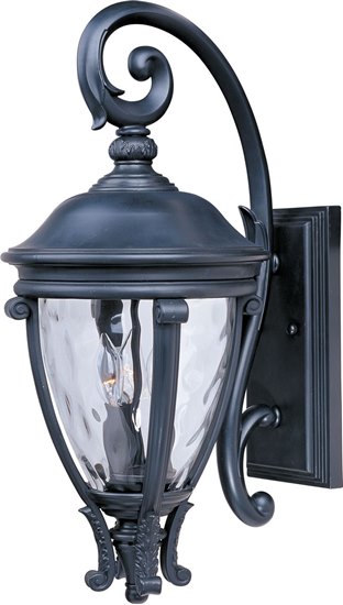 Picture of 60W Camden VX 3-Light Outdoor Wall Lantern BK Water Glass Glass CA Incandescent 11"x24" 