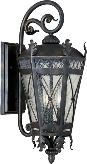 Picture of 60W Canterbury 3-Light Outdoor Wall Lantern AT Seedy Glass CA Incandescent 9.5"x22.5" 