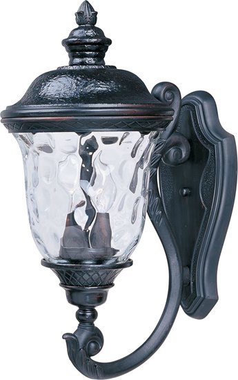 Foto para 60W Carriage House DC 2-Light Outdoor Wall Lantern OB Water Glass Glass CA Incandescent 9"x20" 