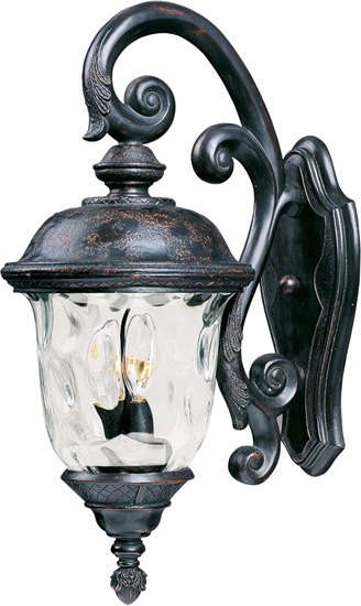 Foto para 60W Carriage House VX 3-Light Outdoor Wall Lantern OB Water Glass Glass CA Incandescent 12.5"x26.5" 