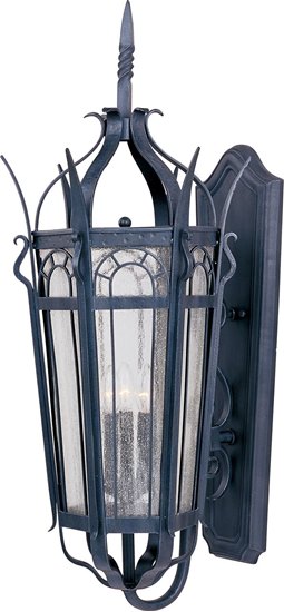 Picture of 60W Cathedral 3-Light Outdoor Wall Lantern CF Seedy Glass CA Incandescent 16.5"x37" 