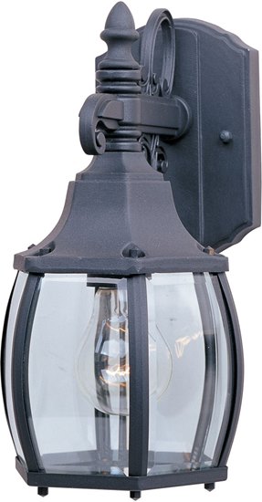 Foto para 60W Crown Hill 1-Light Outdoor Wall Lantern BK Clear Glass MB Incandescent 6-Min