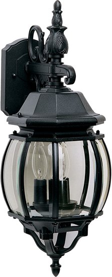 Foto para 60W Crown Hill 3-Light Outdoor Wall Lantern BK Clear Glass CA Incandescent 8"x23" 4-Min