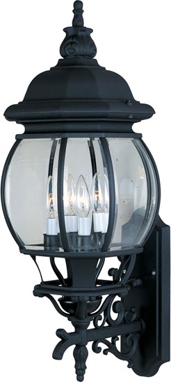 Foto para 60W Crown Hill 4-Light Outdoor Wall Lantern BK Clear Glass CA Incandescent 