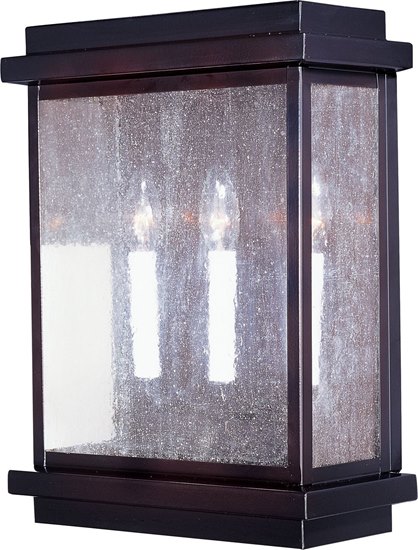 Picture of 60W Cubes 3-Light Outdoor Wall Lantern BU Seedy Glass CA Incandescent 