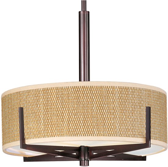 Picture of 60W Elements 3-Light Pendant OI Natural Fiber MB Incandescent 16"x5.25" (OA HT 25"-68")