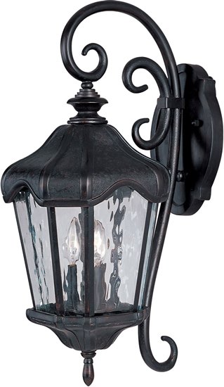 Picture of 60W Garden VX 3-Light Outdoor Wall Lantern OB Water Glass Glass CA Incandescent 9.5"x24.5" 