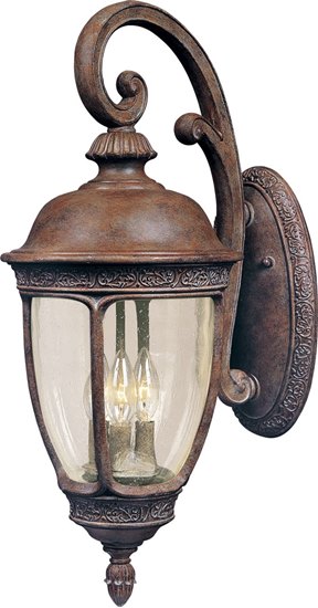 Picture of 60W Knob Hill VX 3-Light Outdoor Wall Lantern SE Seedy Glass CA Incandescent 13"x33" 