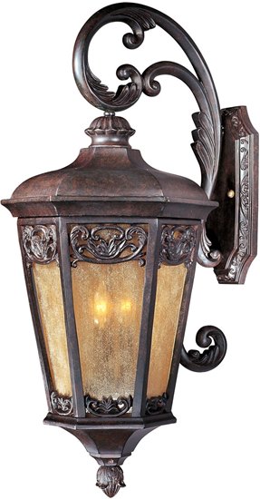 Picture of 60W Lexington VX 3-Light Outdoor Wall Lantern CU Night Shade Glass CA Incandescent 13.5"x30.5" 