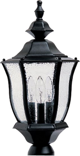 Foto para 60W Madrona Cast 3-Light Outdoor Pole/Post Lantern BK Seedy Glass CA Incandescent 4-Min