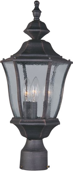 Foto para 60W Madrona Cast 3-Light Outdoor Pole/Post Lantern RP Seedy Glass CA Incandescent 4-Min