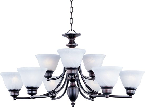 Picture of 60W Malaga 9-Light Chandelier OI Marble Glass MB Incandescent 72" Chain