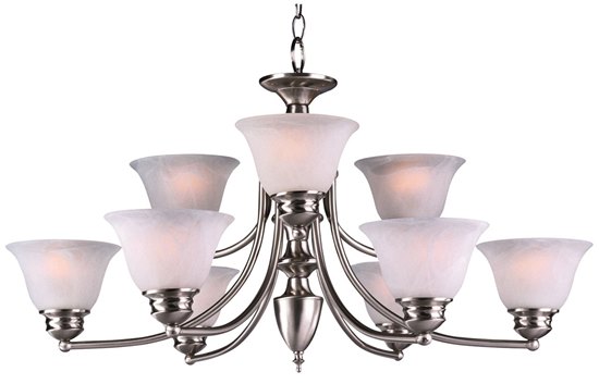 Picture of 60W Malaga 9-Light Chandelier SN Frosted Glass MB Incandescent 72" Chain