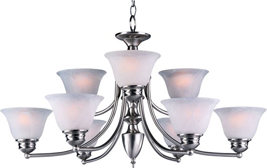 Picture of 60W Malaga 9-Light Chandelier SN Marble Glass MB Incandescent 72" Chain