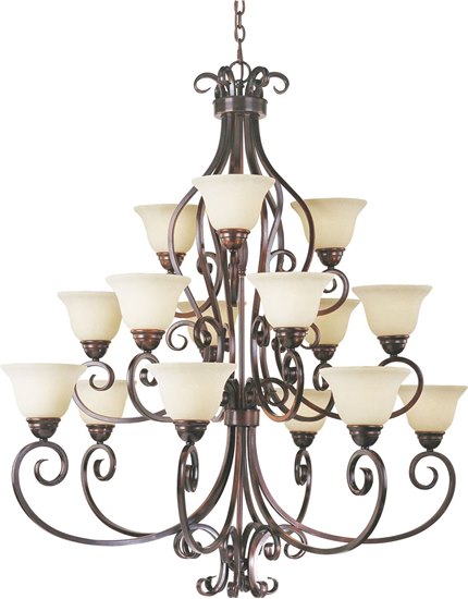 Picture of 60W Manor 15-Light Chandelier OI Frosted Ivory Glass MB Incandescent 72" Chain