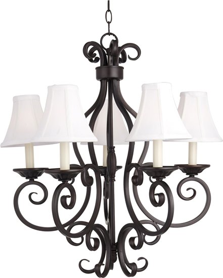 Foto para 60W Manor 5-Light Chandelier with Shades OI Fabric CA Incandescent 36" Chain