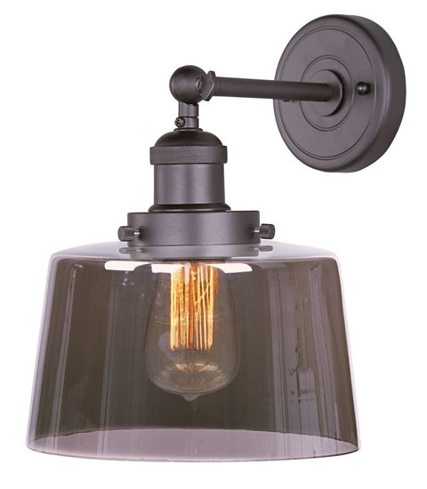 Picture of 60W Mini Hi-Bay 1-Light Wall Sconce BZ Mirror Smoke Glass MB Incandescent 8.75"x11.5" 