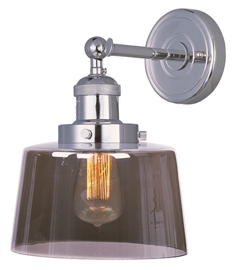 Picture of 60W Mini Hi-Bay 1-Light Wall Sconce PN Mirror Smoke Glass MB Incandescent 8.75"x11.5" 