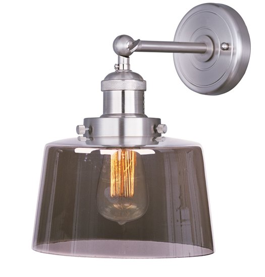 Foto para 60W Mini Hi-Bay 1-Light Wall Sconce SN Mirror Smoke Glass MB Incandescent 8.75"x11.5" 