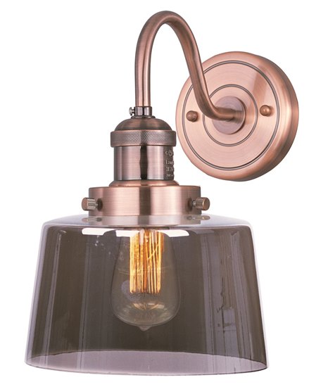 Foto para 60W Mini Hi-Bay 1-Light Wall Sconce W/Bulb ACP Mirror Smoke Glass MB Incandescent 8.75"x11.75" 