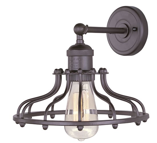 Picture of 60W Mini Hi-Bay 1-Light Wall Sconce W/Bulb BZ Metal MB Incandescent 10"x9" 