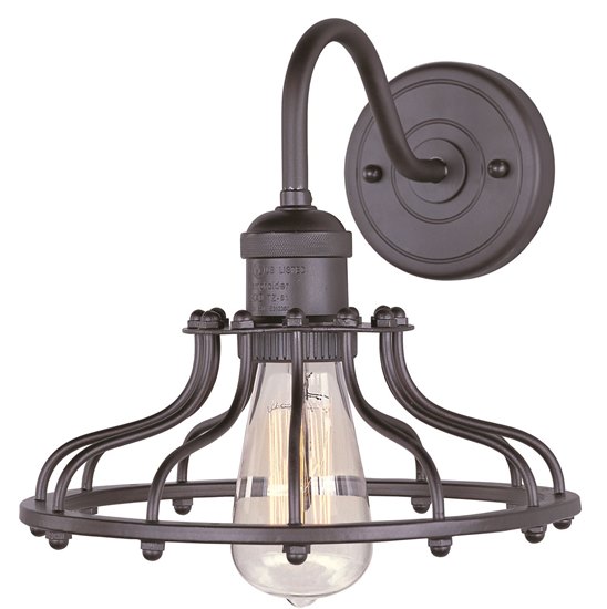 Picture of 60W Mini Hi-Bay 1-Light Wall Sconce W/Bulb BZ Metal MB Incandescent 10.75"x9" 