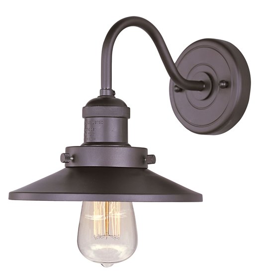 Picture of 60W Mini Hi-Bay 1-Light Wall Sconce W/Bulb BZ Metal MB Incandescent 8"x7.75" 