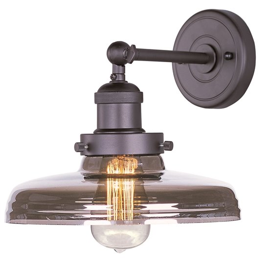 Picture of 60W Mini Hi-Bay 1-Light Wall Sconce W/Bulb BZ Mirror Smoke Glass MB Incandescent 10"x8.75" 