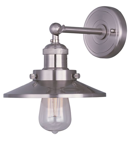 Foto para 60W Mini Hi-Bay 1-Light Wall Sconce W/Bulb SN Metal MB Incandescent 8"x7.25" 