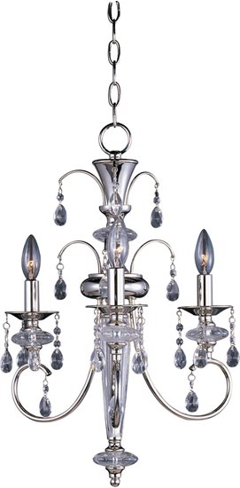 Picture of 60W Montgomery 3-Light Chandelier PN Clear Glass CA Incandescent 36" Chain