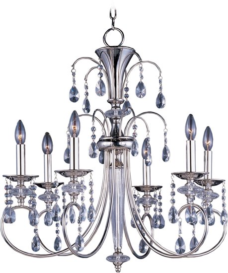 Foto para 60W Montgomery 6-Light Chandelier PN Clear CA Incandescent 36" Chain