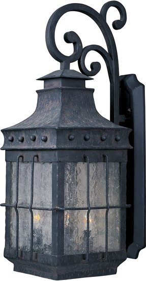 Picture of 60W Nantucket 3-Light Outdoor Wall Lantern CF Seedy Glass CA Incandescent 