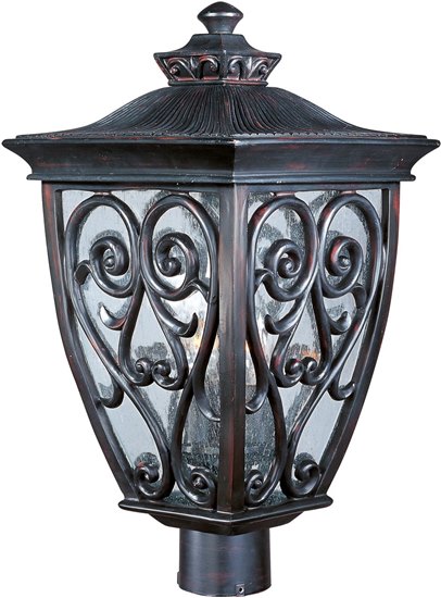 Picture of 60W Newbury VX 3-Light Outdoor Pole/Post Lantern OB Seedy Glass CA Incandescent 