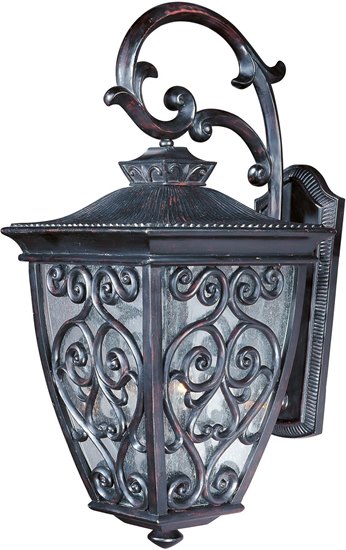 Foto para 60W Newbury VX 3-Light Outdoor Wall Lantern OB Seedy Glass CA Incandescent 10"x23" 