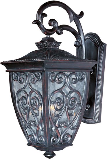 Picture of 60W Newbury VX 3-Light Outdoor Wall Lantern OB Seedy Glass CA Incandescent 11.5"x25" 