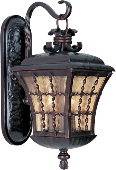 Foto para 60W Orleans 3-Light Outdoor Wall Lantern OI Amber Seedy Glass CA Incandescent 9.5"x21" 