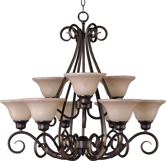 Foto para 60W Pacific 9-Light Chandelier KB Wilshire Glass MB Incandescent 72" Chain