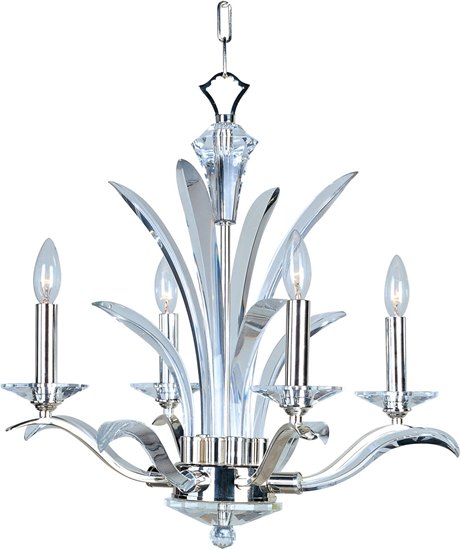 Picture of 60W Paradise 4-Light Chandelier PS Beveled Crystal Glass CA Incandescent (CAN 5"x1")36" Chain