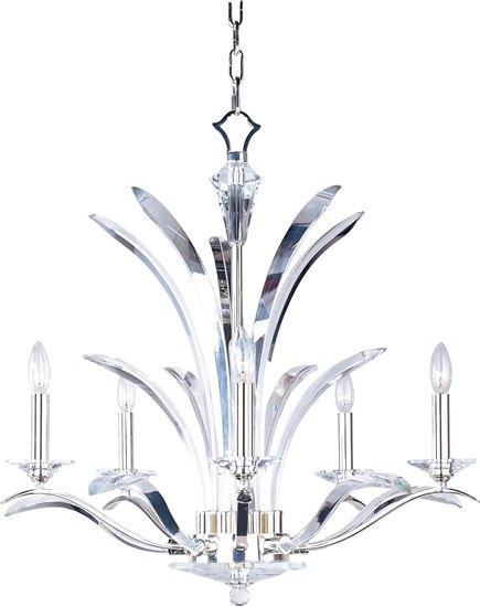 Picture of 60W Paradise 5-Light Chandelier PS Beveled Crystal Glass CA Incandescent 36" Chain