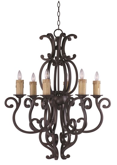 Foto para 60W Richmond 6-Light Chandelier CU CA Incandescent 30.5"x36" 36" Chain