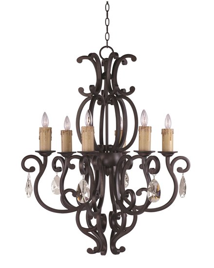 Picture of 60W Richmond 6-Light Chandelier with Crystals CU CA Incandescent 30.5"x36" 36" Chain