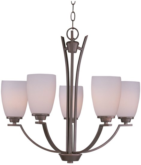 Foto para 60W Rocco 5-Light Chandelier OI Satin White Glass MB Incandescent 