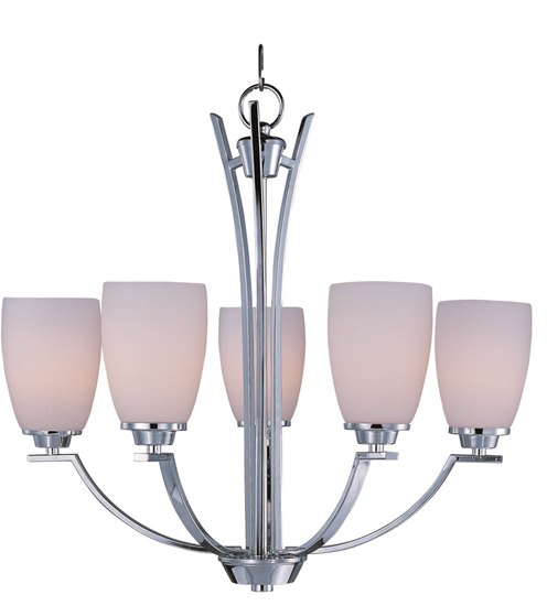 Foto para 60W Rocco 5-Light Chandelier PC Satin White Glass MB Incandescent 