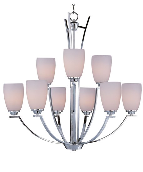 Foto para 60W Rocco 9-Light Chandelier PC Satin White Glass MB Incandescent 