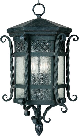 Foto para 60W Scottsdale 3-Light Outdoor Hanging Lantern CF Seedy Glass CA Incandescent 11"x21" 72" Chain