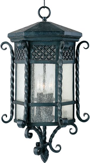 Foto para 60W Scottsdale 3-Light Outdoor Hanging Lantern CF Seedy Glass CA Incandescent 12.5"x24" 72" Chain