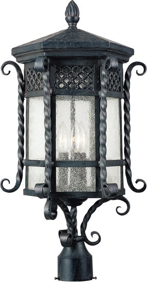 Foto para 60W Scottsdale 3-Light Outdoor Pole/Post Lantern CF Seedy Glass CA Incandescent 12.5"x25.5" 