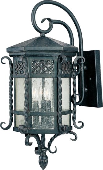 Picture of 60W Scottsdale 3-Light Outdoor Wall Lantern CF Seedy Glass CA Incandescent 11.75"x23.5" 