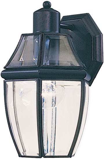 Picture of 60W South Park 1-Light Outdoor Wall Lantern BK Clear Glass MB Incandescent 7"x10.5" 